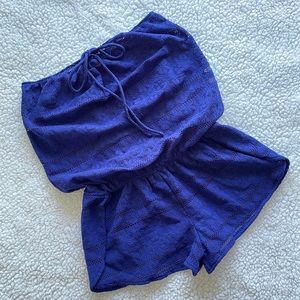 Victoria’s Secret VS coverup dark blue beach swim pool lace romper strapless S